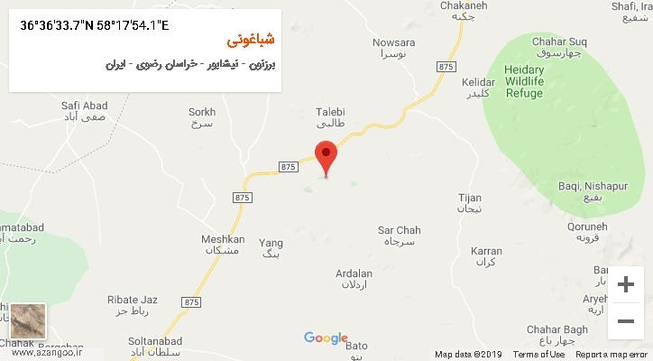 روستای شباغونی بر روی نقشه