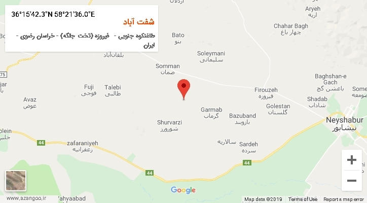 روستای شفت آباد بر روی نقشه