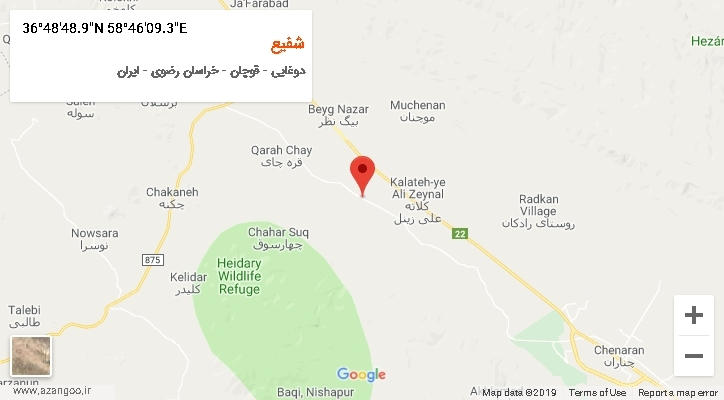 روستای شفیع بر روی نقشه