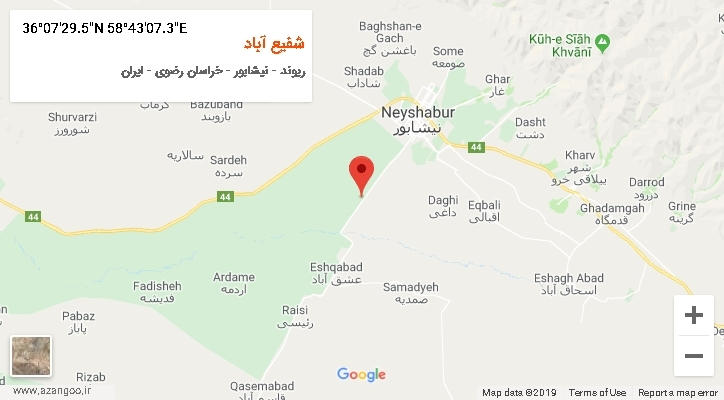 روستای شفیع آباد بر روی نقشه