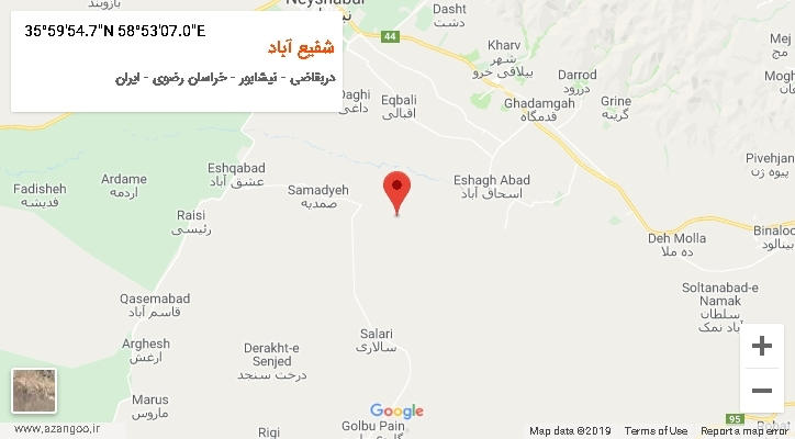 روستای شفیع آباد بر روی نقشه