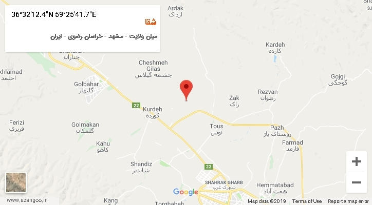 روستای شقا بر روی نقشه