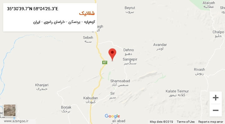 روستای شقانیک بر روی نقشه
