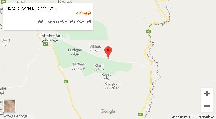 روستای شهدآباد بر روی نقشه
