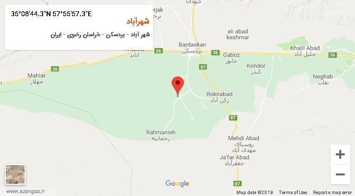 روستای شهرآباد بر روی نقشه