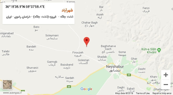 روستای شهرآباد بر روی نقشه