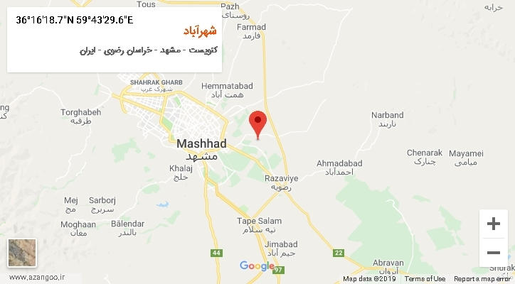 روستای شهرآباد بر روی نقشه
