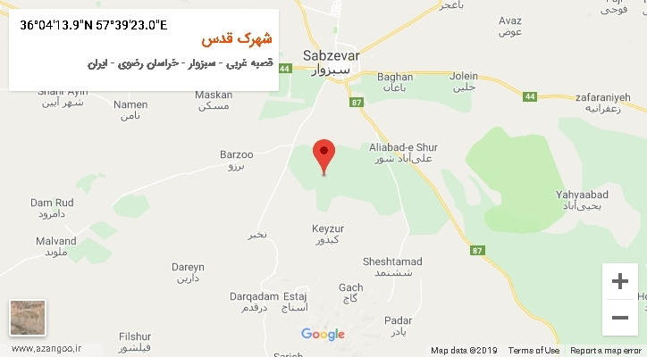 روستای شهرک قدس بر روی نقشه