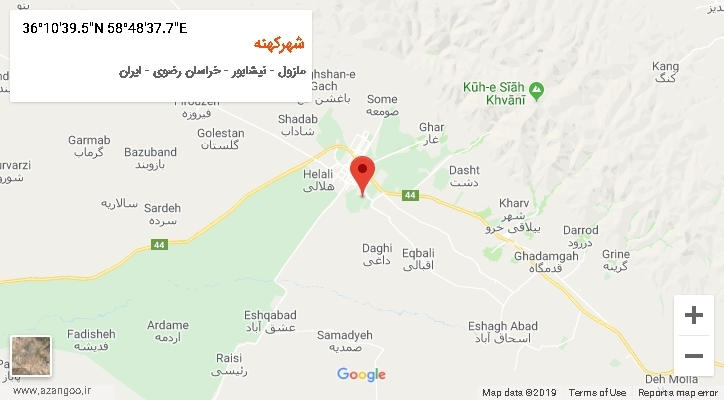 روستای شهرکهنه بر روی نقشه