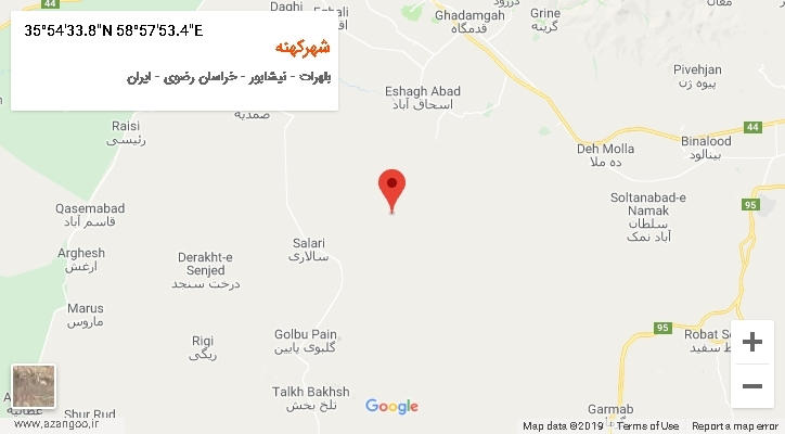 روستای شهرکهنه بر روی نقشه