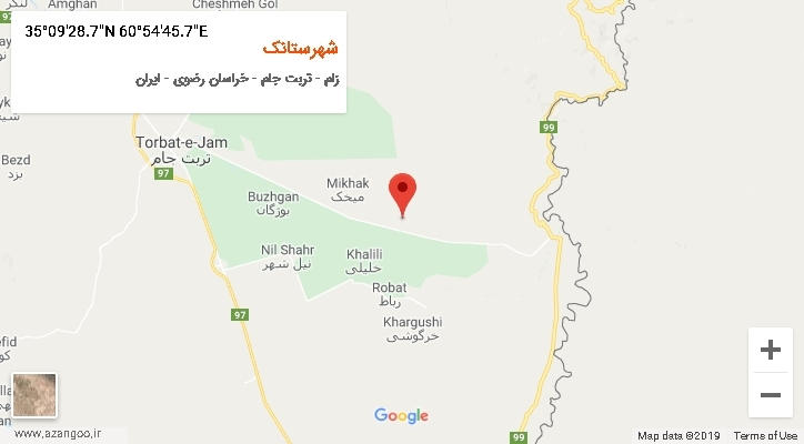 روستای شهرستانک بر روی نقشه