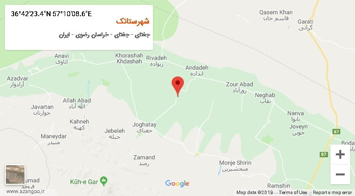 روستای شهرستانک بر روی نقشه