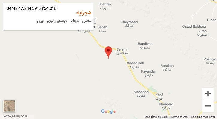 روستای شجرآباد بر روی نقشه