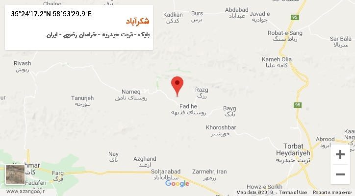 روستای شکرآباد بر روی نقشه