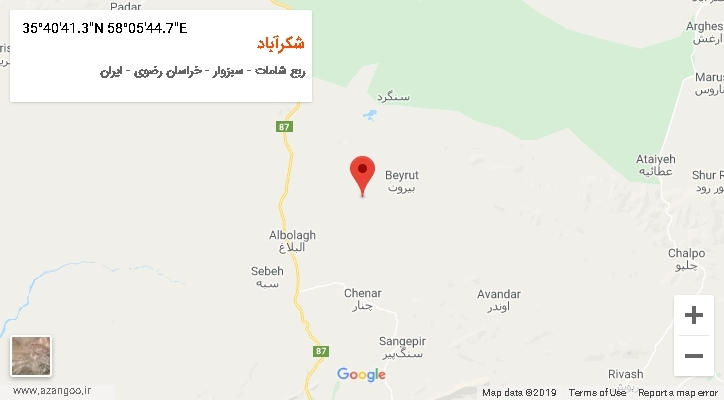 روستای شکرآباد بر روی نقشه
