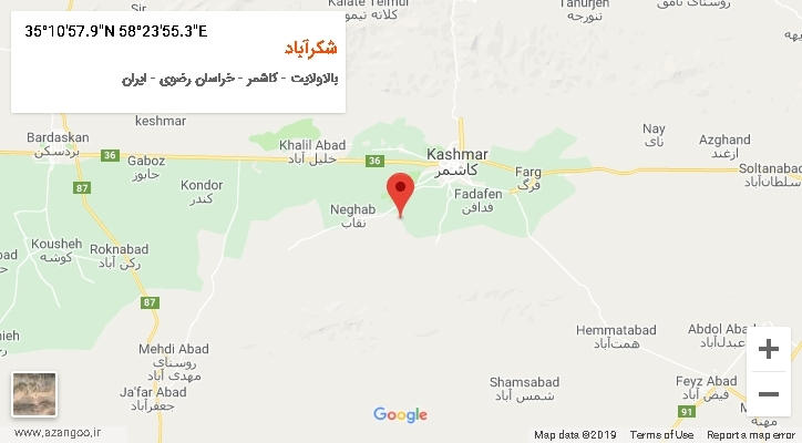 روستای شکرآباد بر روی نقشه