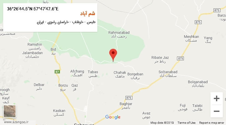 روستای شم آباد بر روی نقشه