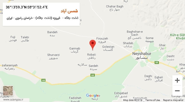 روستای شمس آباد بر روی نقشه