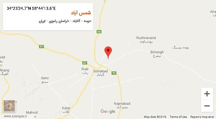 روستای شمس آباد بر روی نقشه
