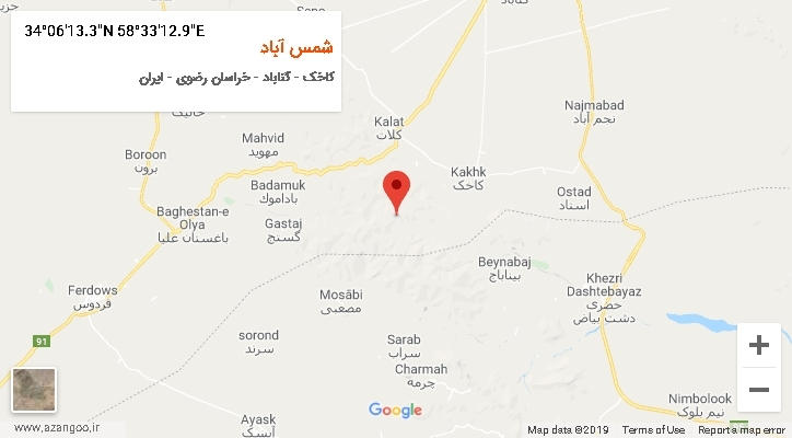 روستای شمس آباد بر روی نقشه