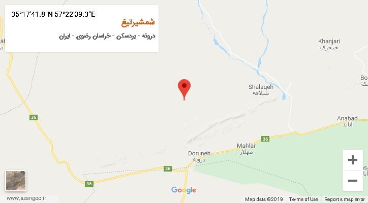 روستای شمشیرتیغ بر روی نقشه