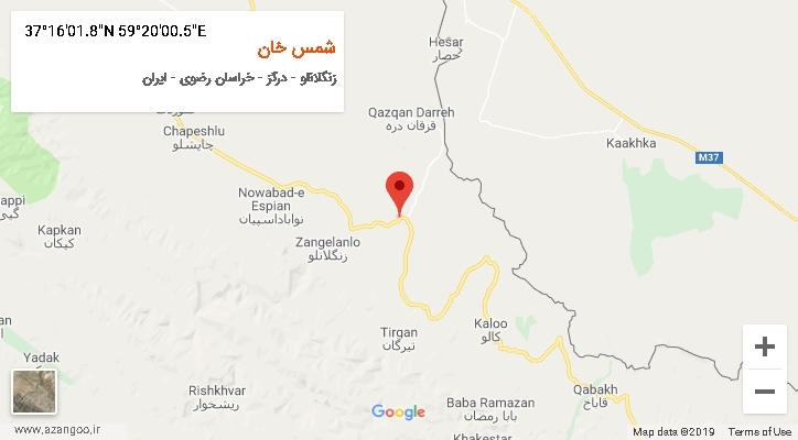 روستای شمس خان بر روی نقشه