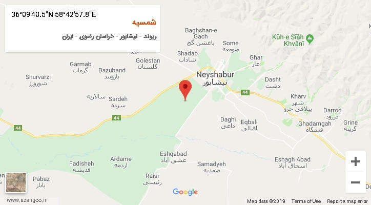 روستای شمسیه بر روی نقشه