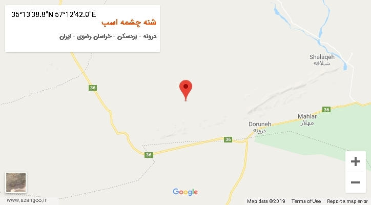 روستای شنه چشمه اسب بر روی نقشه