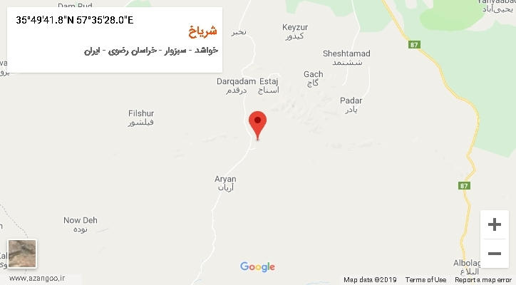روستای شریاخ بر روی نقشه