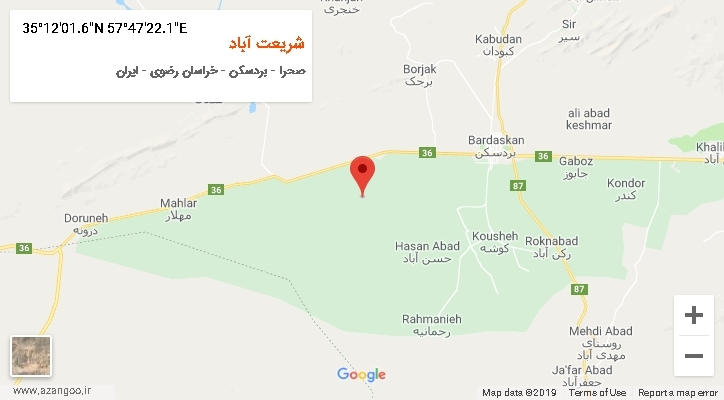 روستای شریعت آباد بر روی نقشه