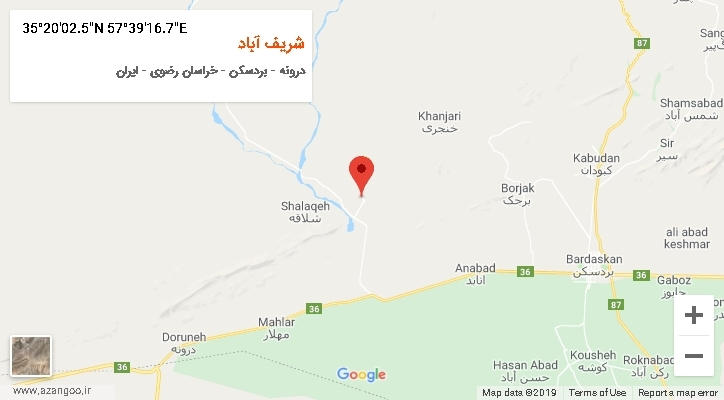 روستای شریف آباد بر روی نقشه
