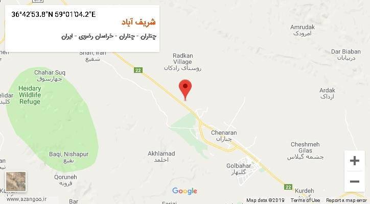 روستای شریف آباد بر روی نقشه
