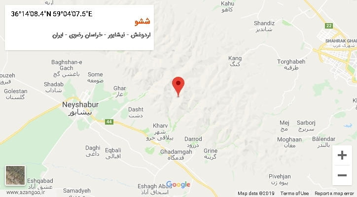 روستای ششو بر روی نقشه