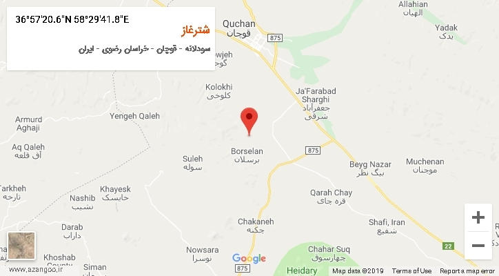 روستای شترغاز بر روی نقشه
