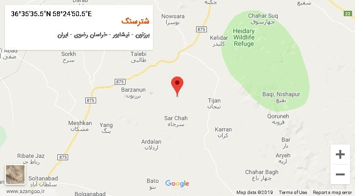 روستای شترسنگ بر روی نقشه