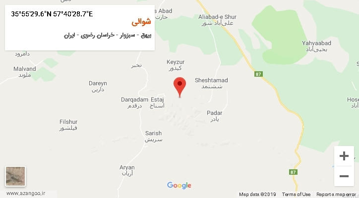 روستای شوالی بر روی نقشه