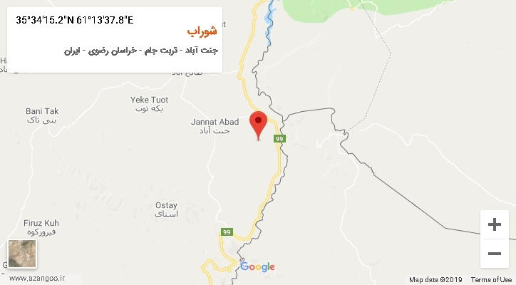 روستای شوراب بر روی نقشه