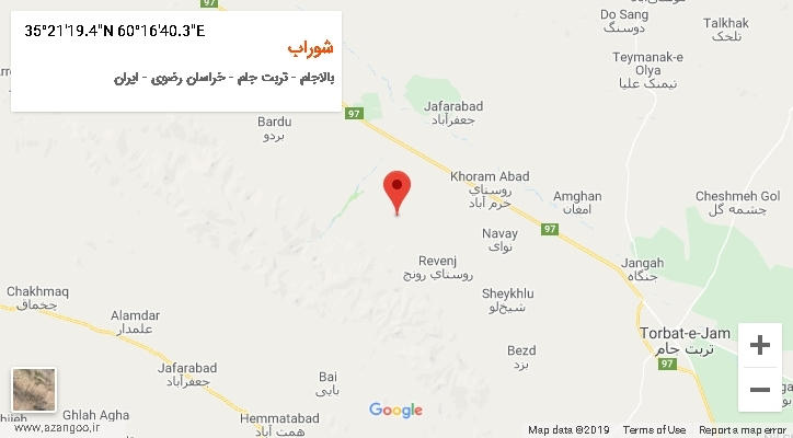روستای شوراب بر روی نقشه