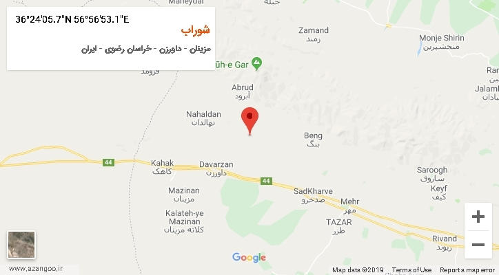 روستای شوراب بر روی نقشه