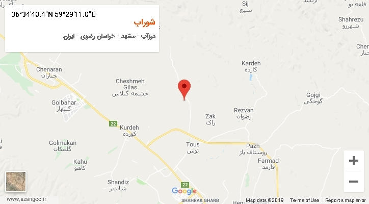 روستای شوراب بر روی نقشه