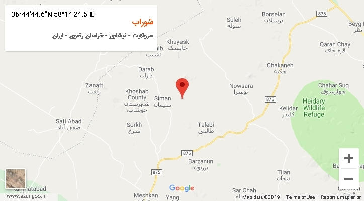 روستای شوراب بر روی نقشه
