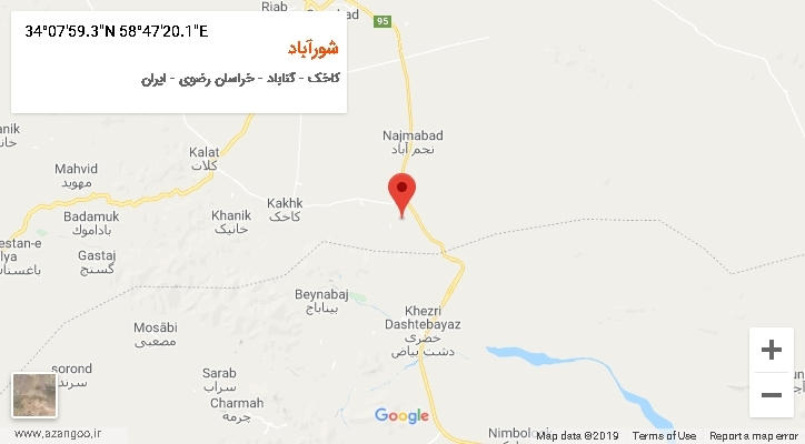 روستای شورآباد بر روی نقشه