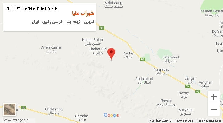 روستای شورآب علیا بر روی نقشه