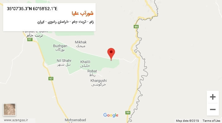 روستای شورآب علیا بر روی نقشه