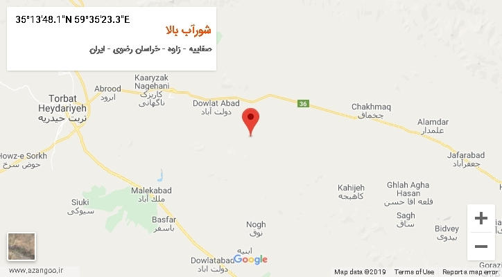 روستای شورآب بالا بر روی نقشه