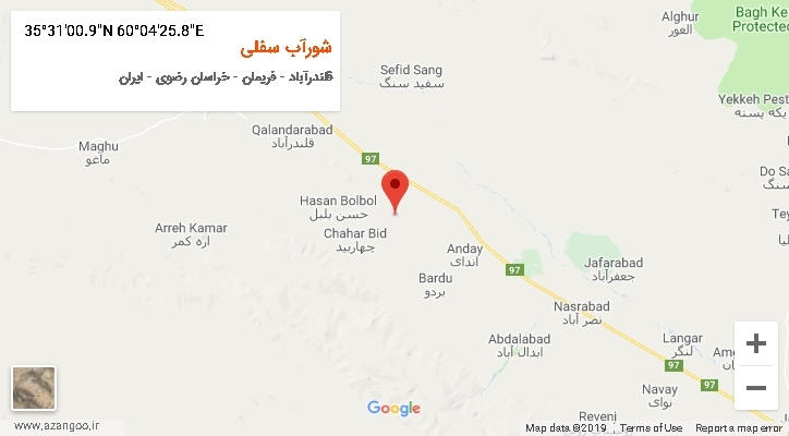 روستای شورآب سفلی بر روی نقشه