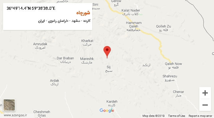روستای شورچاه بر روی نقشه