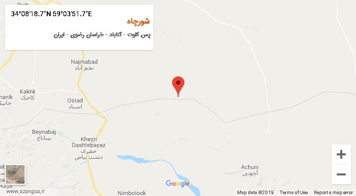روستای شورچاه بر روی نقشه
