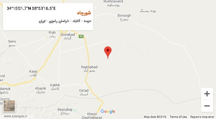روستای شورچاه بر روی نقشه