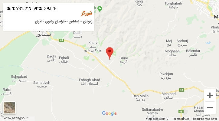 روستای شورگز بر روی نقشه